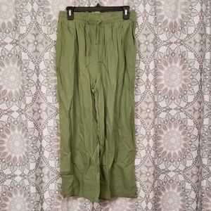 Womens green linen pants